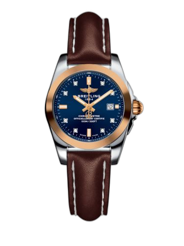 [C7234812/C964/484X/A12BA.1] Galactic 29 Stainless Steel / Rose Gold / Horizon Blue Diamond / Calf