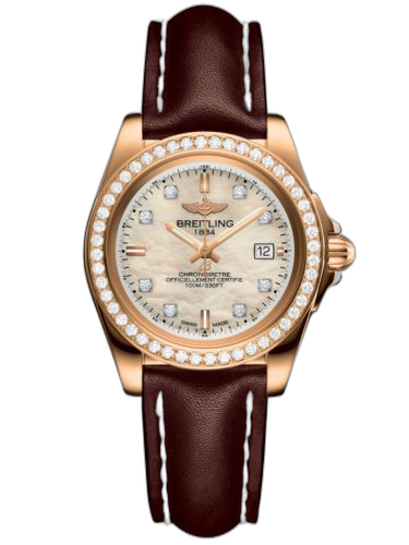 [H7133053.A803.410X] Galactic 32 Sleek Edition Rose Gold / Diamond / Pearl Diamond / Calf