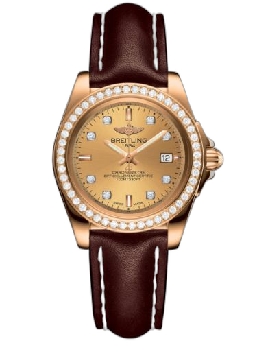 [H7133053.H550.410X] Galactic 32 Sleek Edition Rose Gold / Diamond / Golden Sun Diamond / Calf