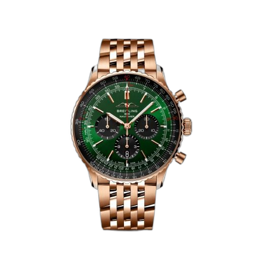 [RB0137241L1R1] Navitimer B01 Chronograph 46 Red Gold / Green / Bracelet