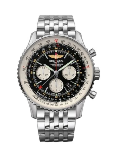 [AB044121/BD24/443A] Navitimer GMT Stainless Steel / Black / Bracelet