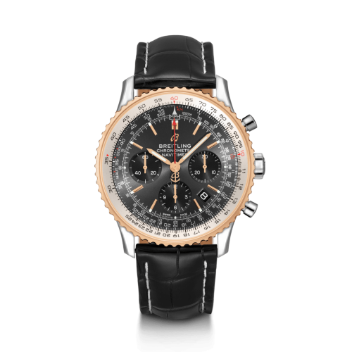 [UB0121211F1P2] Navitimer 1 B01 Chronograph 43 Stainless Steel / Red Gold / Grey / Croco / Folding