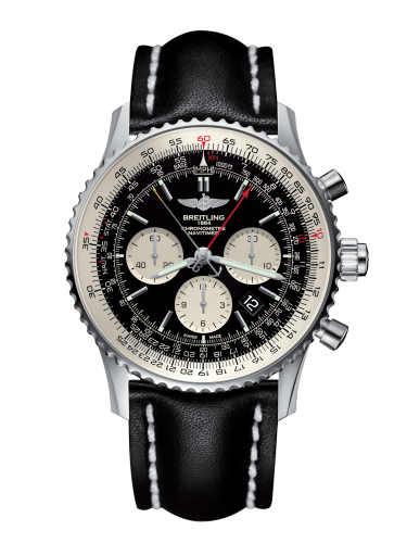 [AB031021/BF77/441X/A20BA.1] Navitimer Rattrapante Stainless Steel / Black / Calf / Pin