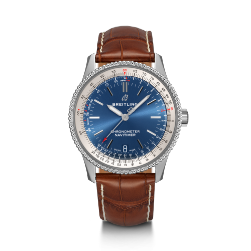 [A17325211C1P2 (aka: A1732521.CA11.1016P)] Navitimer 1 38 Automatic Stainless Steel / Blue / Croco / Pin