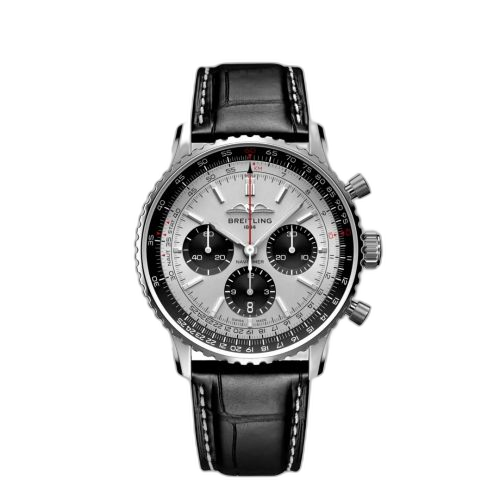 [AB0138241G1P1] Navitimer B01 Chronograph 43 Stainless Steel / Silver / Alligator - Folding
