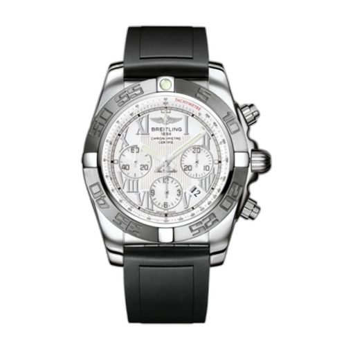 [AB011011/A690/131S] Chronomat 44 Stainless Steel / White - Roman / Rubber