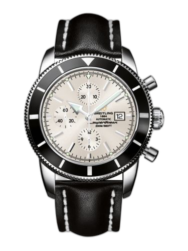 [A1332024.G698.441X] Superocean Heritage 46 Chronograph Stainless Steel / Black / Stratus Silver / Calf