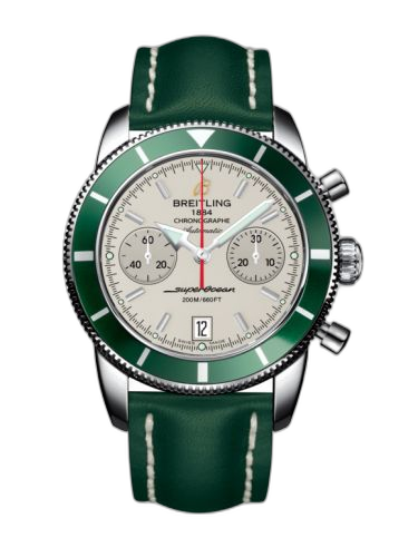 [A2337036.G753.189X] Superocean Heritage 44 Chronograph Stainless Steel / Green / Silver / Calf