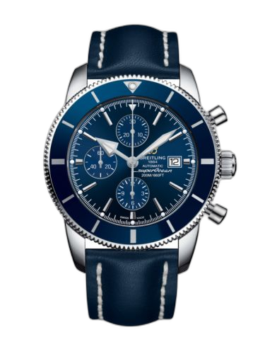 [A1331216/C963/101X/A20BA.1] Superocean Heritage II 46 Chronograph Stainless Steel / Blue / Blue / Calf / Pin