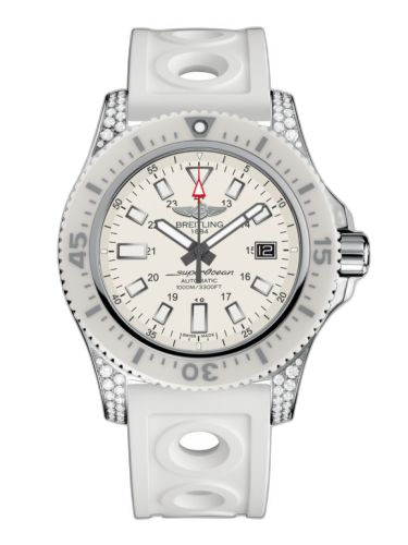 [Y1739367.A807.297S] Superocean 44 Special Stainless Steel / Diamondworks / Hurricane White / Rubber