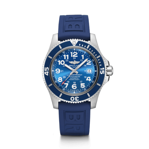 [A17392D81C1S2] Superocean II 44 Stainless Steel / Blue / Mariner Blue / Rubber / Folding