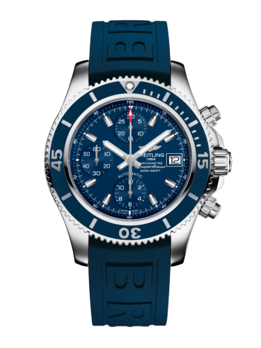 [A13311D1/C971/148S/A18S.1] Superocean Chronograph 42 Stainless Steel / Blue / Rubber / Pin