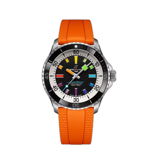 [A17375211B2S3] SuperOcean Automatic 42 Stainless Steel / Black - Rainbow / Rubber