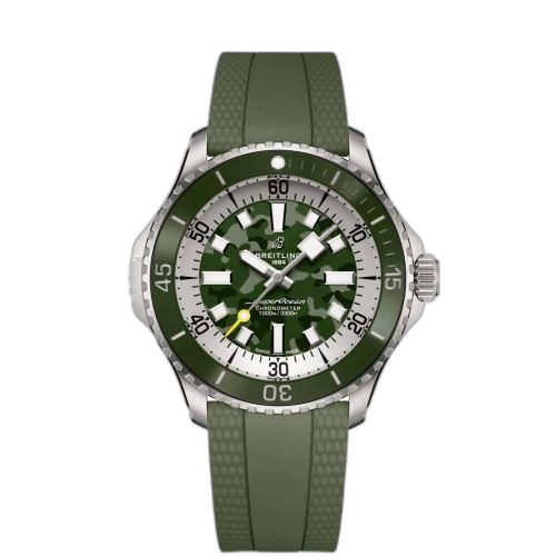 [E10379D31L1S1] SuperOcean Automatic 46 Super Diver Titanium / Green Camouflage / Rubber