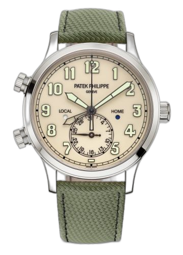 [5524G-010] Calatrava Pilot Travel Time 5524 White Gold / Ivory