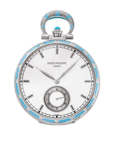 [995/107G] Pocket Watch Lepine White Gold / Portrait of an Indian