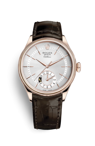 [50525-0008] Cellini Dual Time Everose / Silver / Alligator Brown