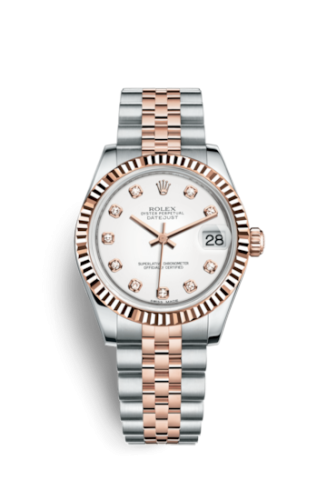 [178271-0010] Datejust 31 Rolesor Everose Fluted / Jubilee / White Diamond