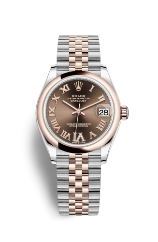 [278241-0004] Datejust 31 Stainless Steel / Rose Gold / Domed / Chocolate - Roman / Jubilee