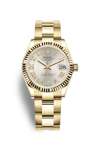 [278278-0027] Datejust 31 Yellow Gold / Fluted / Silver - Roman / Oyster