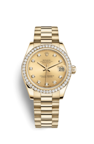 [178288-0007] Datejust 31 Yellow Gold Diamond / President / Champagne Diamond