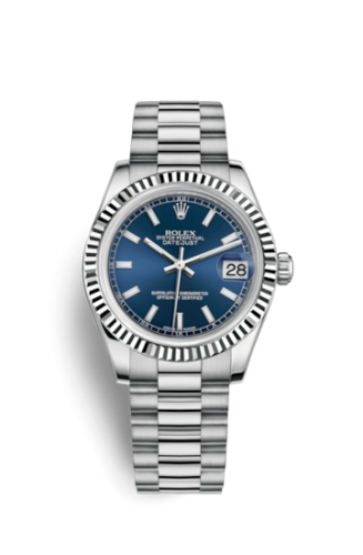[178279-0041] Datejust 31 White Gold Fluted / President / Blue
