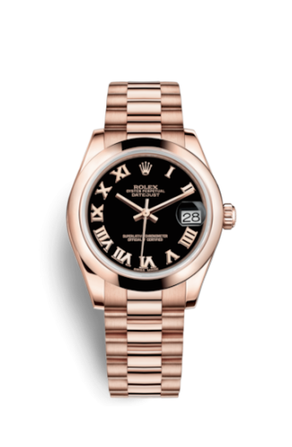 [178245f-0037] Datejust 31 Everose Domed / President / Black Roman