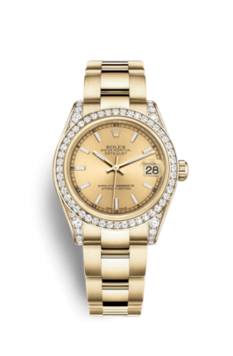 [178158-0088] Datejust 31 Yellow Gold Diamond / Oyster / Champagne