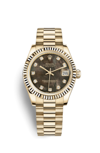 [178278-0111] Datejust 31 Yellow Gold Fluted / President / Black MOP