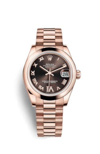 [178245f-0032] Datejust 31 Everose Domed / President / Chocolate Roman