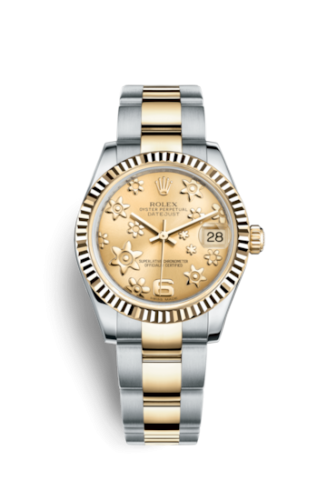 [178273-0093] Datejust 31 Rolesor Yellow Fluted / Oyster / Champagne Floral