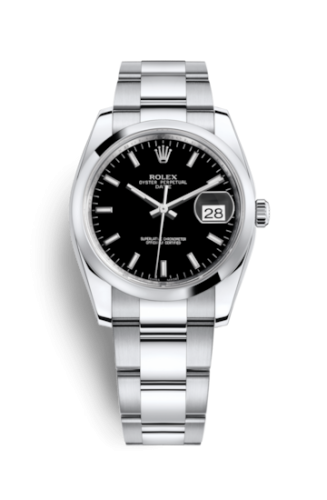[115200-0004] Oyster Perpetual Date 34 Stainless Steel Domed / Oyster / Black