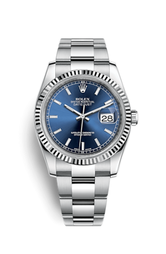 [116234-0128] Datejust 36 Stainless Steel Fluted / Oyster / Blue