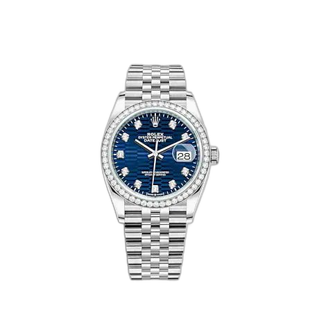 [126284RBR-0049] Datejust 36 Stainless Steel - Diamond / Blue - Fluted - Diamond / Jubilee