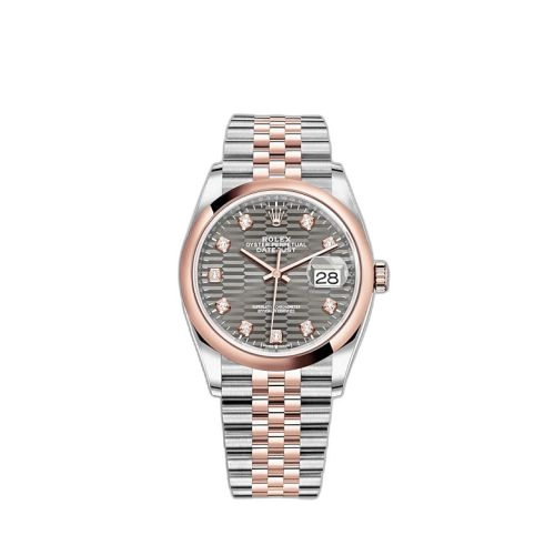 [126201-0041] Datejust 36 Stainless Steel / Everose / Domed / Slate - Fluted - Diamond / Jubilee