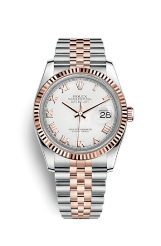 [116231-0084] Datejust 36 Rolesor Everose Fluted / Jubilee / White Roman