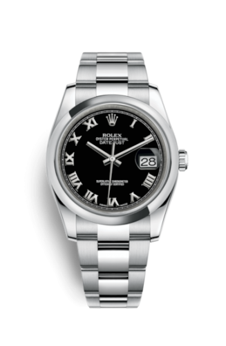 [116200-0061] Datejust 36 Stainless Steel Domed / Oyster / Black Roman