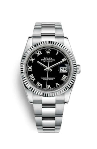 [116234-0146] Datejust 36 Stainless Steel Fluted / Oyster / Black Roman