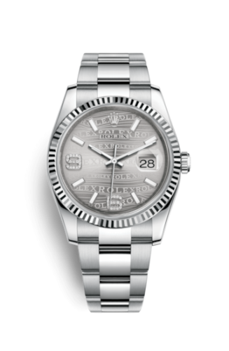 [116234-0153] Datejust 36 Stainless Steel Fluted / Oyster / Rhodium Wave
