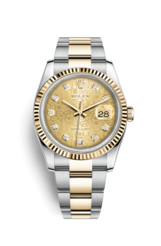 [116233-0192] Datejust 36 Rolesor Yellow Fluted / Oyster / Champagne Computer