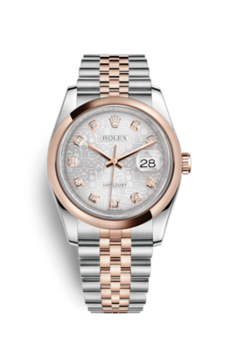 [116201-0061] Datejust 36 Rolesor Everose Domed / Jubilee / Silver Computer