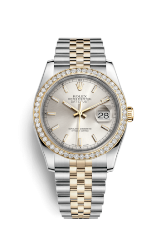 [116243-0061] Datejust 36 Rolesor Yellow Diamond / Jubilee / Silver