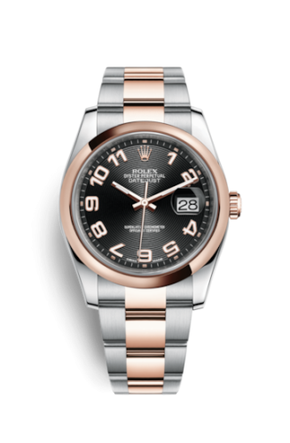 [116201-0087] Datejust 36 Rolesor Everose Domed / Oyster / Black Arabic