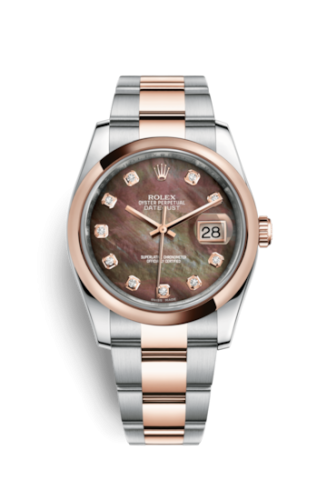 [116201-0079] Datejust 36 Rolesor Everose Domed / Oyster / Black MOP