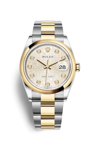 [126203-0028] Datejust 36 Stainless Steel / Yellow Gold / Smooth / Silver Computer / Oyster