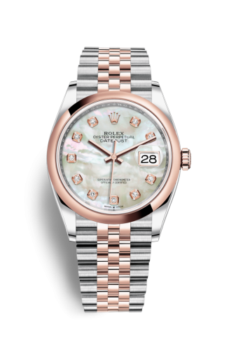 [126201-0021] Datejust 36 Stainless Steel / Everose / Smooth / MOP Diamond / Jubilee
