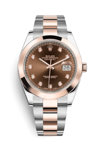 [126301-0003] Datejust 41 Rolesor Everose Smooth / Oyster / Chocolate - Diamond