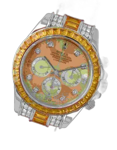 [16559saco] Daytona White Gold Sapphire Strap