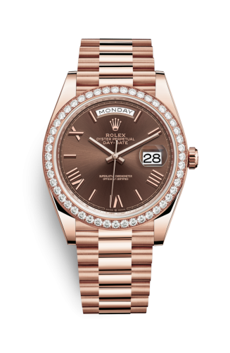 [228345rbr-0009] Day-Date 40 Everose - Diamond / Chocolate - Roman