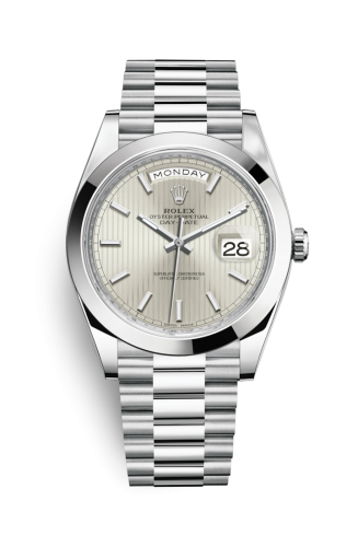 [228206-0034] Day-Date 40 Platinum / Silver Tuxedo